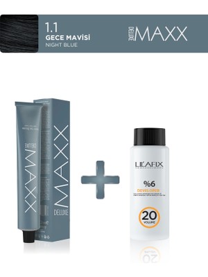 Maxx Deluxe Tüp Boya 100 ml - 20 V Oksidan 60 ml 1.1 Gece Mavisi