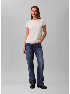 Calvin Klein Jeans Yuvarlak Yaka Düz Gri Kadın T-Shirt Ss Monogram Crew Tee