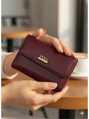 Purpleart Kadın Polo Armalı Suni Deri Orta Boy Cüzdan 9X13X5CM