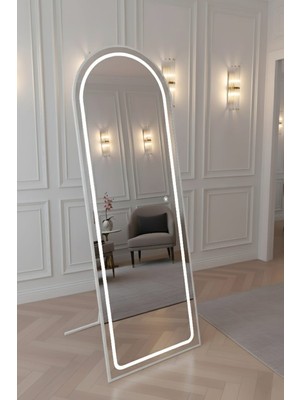 Esenhome DECOR Beyaz Çerçeveli Beyaz Ledli Oval Duvar Aynası 60X180CM