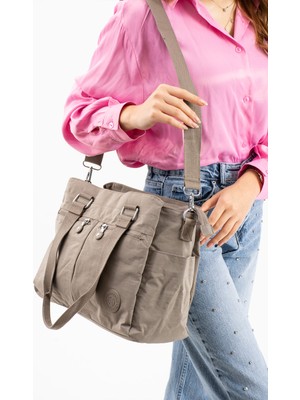 Sanmorris ÖZER-1415 Gold Aksesuarlı 4 Bölmeli Suni Der Çapraz Askılı Kadın El ve Omuz Çantası