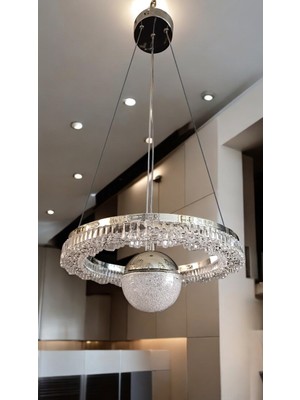 PremiumPort 3 Renk LED Işıklı Çemberli Sarkıt, Salon, Oda ve Mutfak Için Şık Aydınlatma