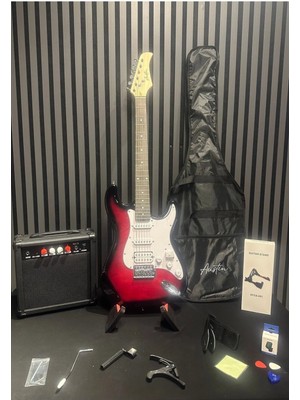 Sazhane Kırmızı Hss Elektro Gitar Seti Full ( Gitar,amfi,stand,askı,kapo,yedek Tel,tuner,kablo,askı,kılıf