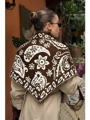 Bahels Kadın Üçgen Vintage Etnik Desen Çift Yönlü Şal Atkı