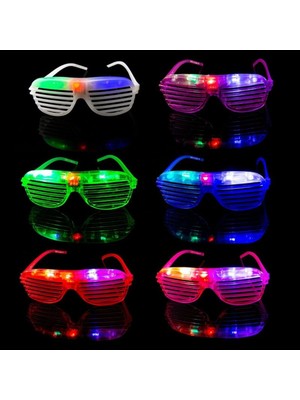 PremiumPort Renkli LED Işıklı Panjur Gözlük 6'lı Set, Eğlence ve Şıklık Bir Arada