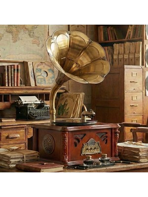 Midex GR-50 (2026 versiyon) Nostaljik Gramofon Bluetooth USB Plak Çalar Pikap FM Radyo MP3