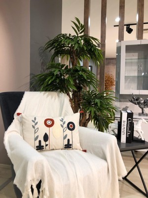 Luwino Home Koltuk Örtüsü , Tv Şalı , Throw ,yatak Örtüsü , Çok Amaçlı Örtü , Ekru Renk Berjer 150X170 cm