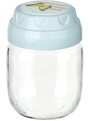 Die Grup Vintage  Dekoratif  Desenli Cam Kavanoz 425ML - 14,3 Oz