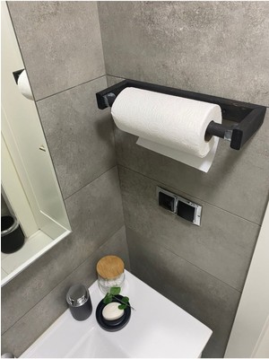 Ddtrend Havluluk Banyo Mutfak Kağıt Havlu El Havlusu Rulo Havlu Askısı Ahşap Rustik Bohem Eskitme Siyah