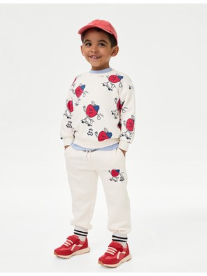 Marks & Spencer Pamuklu Elma Desenli Jogger Pantolon (2-8 Yaş)