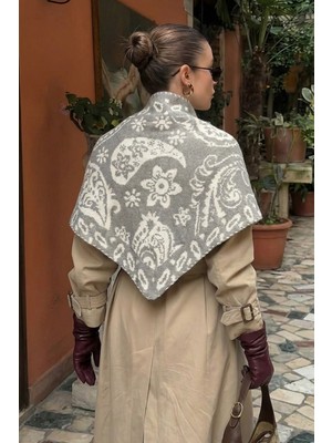 Bahels Kadın Üçgen Vintage Etnik Desen Çift Yönlü Şal Atkı