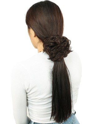 İlkyaz Fashion Yoğun Saçlı Lastikli Topuz Toka - Koyu Kahve ILKYZ-PRK34