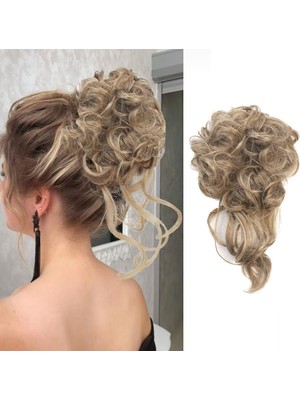 İlkyaz Fashion Saçlı Lastikli Kuyruklu Topuz Toka - Kumral / Platin Röfle ILKYZ-PRK34