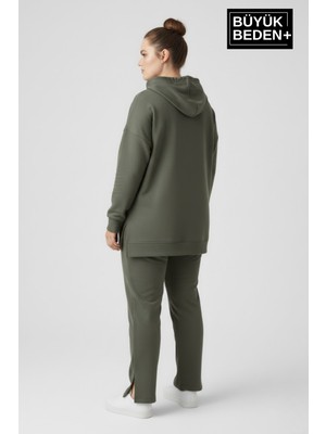 Superlife Büyük Beden Kapşonlu Capri Island Baskılı Tunik Ince Sweatshırt  SPR26BTK991-2