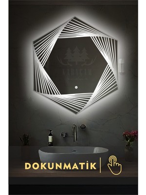 PremiumPort Şık ve Modern Ledli Banyo ve Konsol Aynası, Lazer Kumlamalı Tasarım