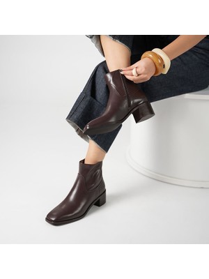 Ametist Blanca Acı Kahve Deri Kadın Bot – Tpu Kaymaz Taban – 17 cm Bot Boyu – Fermuarlı – Gerçek Deri