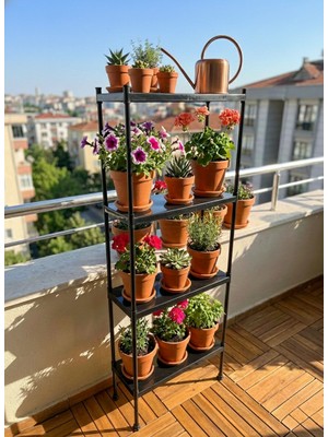 Lider Tunç Tuniva Eva Serisi: 4 Katlı Dekoratif Saksı Standı ve Modern Iç-Dış Mekan Çiçek Rafı