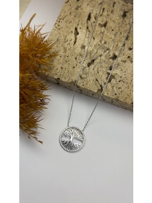 Daniel Angelson Hayat Ağacı Taşlı Rodhıum Kaplama Gümüş Kolye