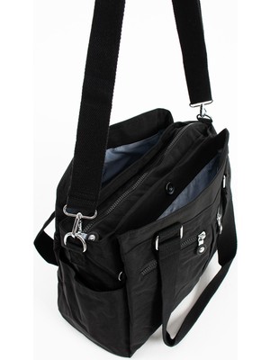 Sanmorris ÖZER-1415 Gold Aksesuarlı 4 Bölmeli Suni Der Çapraz Askılı Kadın El ve Omuz Çantası