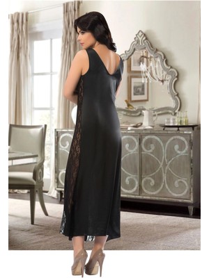 MTM My The Mall Giyim Siyah Dantelli Saten Gecelik - 085