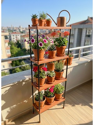 Lider Tunç Tuniva Eva Serisi: 4 Katlı Dekoratif Saksı Standı ve Modern Iç-Dış Mekan Çiçek Rafı
