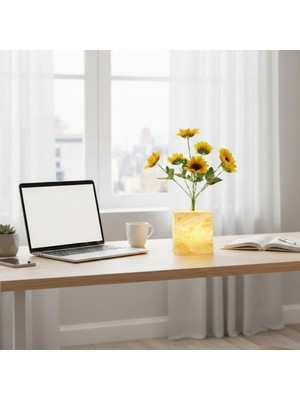 LaraTech Sarı Saksılı LED Yapay Çiçek