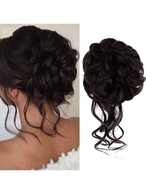 İlkyaz Fashion Saçlı Lastikli Kuyruklu Topuz Toka - Koyu Kestane ILKYZ-PRK34