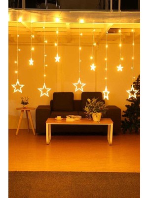 PremiumPort Renkli LED Yıldız Perde, Animasyonlu Işıklandırma, 3 Metre Dekoratif Perde