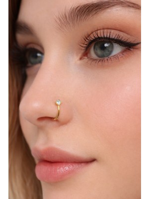 Sacce Scarves & Accessories Damla Taşlı Sıkıştırmalı Hızma Gold Damla Taşlı Sıkıştırmalı Kıkırdak Küpesi