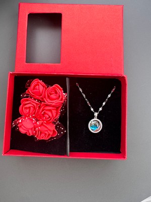 Gözde Aksesuarım Güllü Kutusunda Gökyüzü Kolye Çelik