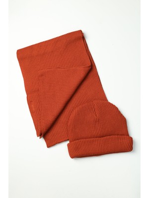 Bisse Erkek Kiremit Düz Bere Kaşkol Seti BRKKL22K22201_D26