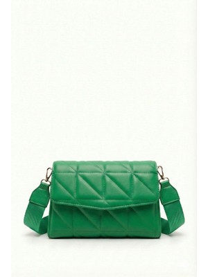 Purpleart Kadın Yeşil Kapitone Ayarlanabilir Kolon Askılı Çapraz Omuz Çantası