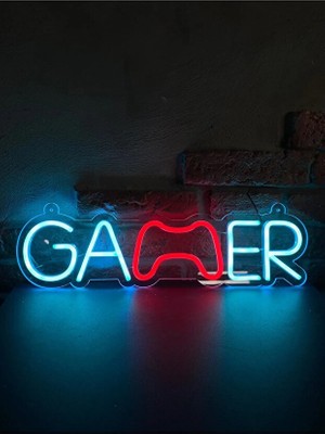 Dekoraven Gamer Tasarım Neon LED Tabela - Oyuncu Odası Duvar Dekorasyonu - Gaming Setup Aydınlatma