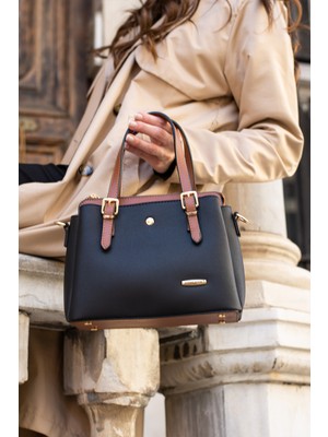 Sanmorris ÖZER-1415 Gold Aksesuarlı 4 Bölmeli Suni Der Çapraz Askılı Kadın El ve Omuz Çantası