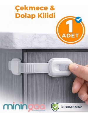 Mininga İz Bırakmaz Yapışkanlı Ayarlanabilir Boyut Çok Amaçlı Dolap Ve Kapı Kilidi Bebek Güvenlik