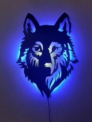 PremiumPort LED Işıklı Kurt Temalı Dekoratif Duvar Süsü, Şık ve Modern Tasarım