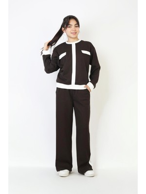 Modanino Kız Çocuk Garni Detaylı ve Geniş Paçalı Alt-Üst Takım 12502