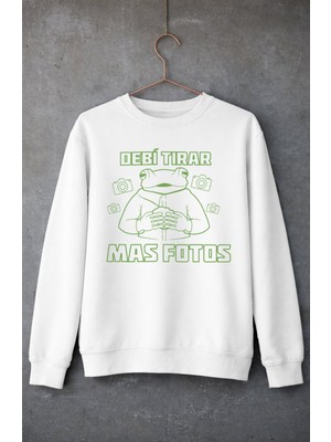 Fuddy Moda Oversize Unisex Bad Bunny Debi Tirar Mas Fotos Baskılı Bisiklet Yaka Kapüşonsuz Sweatshirt