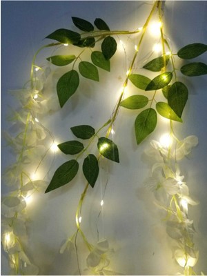 PremiumPort Yapay Akasya Çiçek Dekoratif 60CM, 5m LED Işıklı, Günışığı Renkli