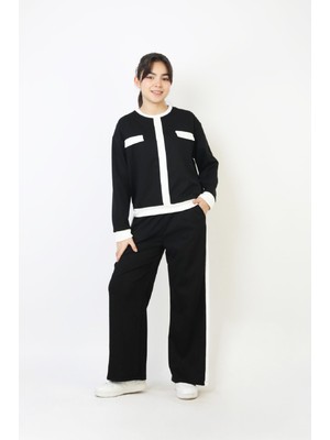 Modanino Kız Çocuk Garni Detaylı ve Geniş Paçalı Alt-Üst Takım 12502