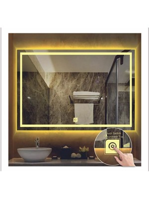 PremiumPort LED Dokunmatik Ayna 80X70 Cm, Modern Tasarım, Parlak ve Şık Görünüm