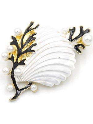 Ne Verelim Size Deniz Kabuğu Broş - Beyaz