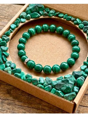 Sufi Tesbih Esans Ve Hediyelik Malakit Taşı Doğal Taş Bileklik - Yeşil Damarlı Denge ve Dönüşüm Taşı - Unisex Hediyelik