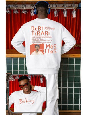 Fuddy Moda Unisex Oversize Orange Dtmf Bad Bunny Sırt Baskılı Bisiklet Yaka Kapüşonsuz Sweatshirt