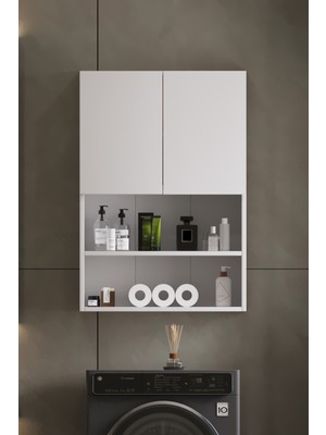 Awox Deniz Modern Banyo Dolabı 2 Kapaklı Raflı – Düzenleyici Çok Amaçlı