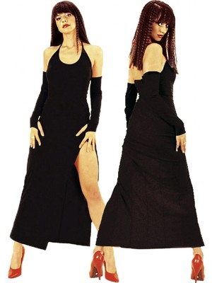MTM My The Mall Giyim  B101199 Derin Yırbrfaçlı Eldivenli Elbise