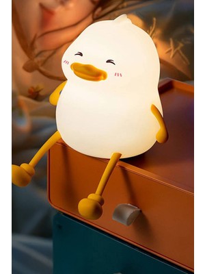 PremiumPort Sevimli Bebek Odası Canard Figür LED Gece Lambası, Dokunmatik ve Şarjlı