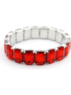 Ne Verelim Size Lastikli Taşlı Bilezik - Kırmızı