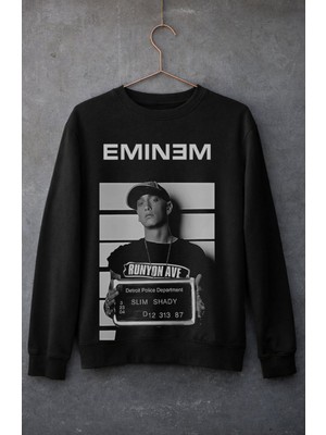 Fuddy Moda Unisex Oversize Eminem Detroit Police Deparment Baskılı Bisiklet Yaka Kapüşonsuz Sweatshirt