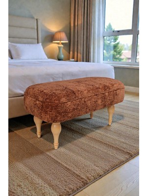 Visionario Dikdörtgen Puf – Callısto Ithal Kadife Kumaş Ahşap Ayaklı Modern Tasarım